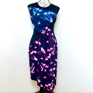 BCBGMAZAZRIA Asymmetrical Midi Dress